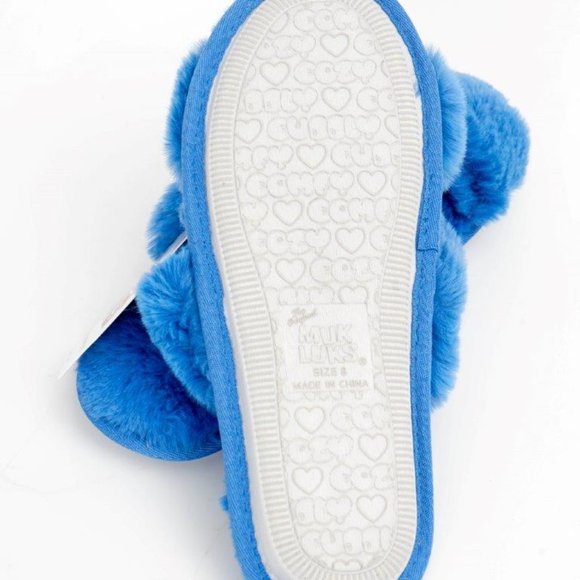 NWT Muk Luks Blue Double-Strap Plush Slippers - sz 8 - Picture 6 of 6